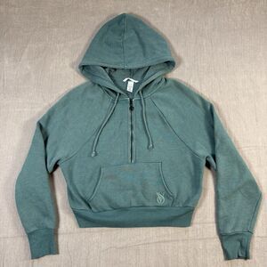 Victoria’s Secret On Point Womens XS Teal Full Zip Cropped Hoodie Model Off-Duty